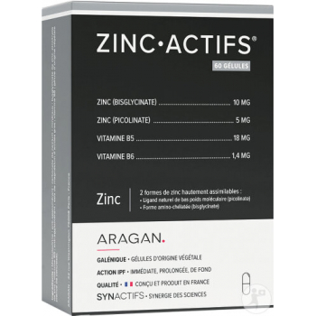 Aragan Synactifs ZincActifs 60 капсул Иммунитет и кожа